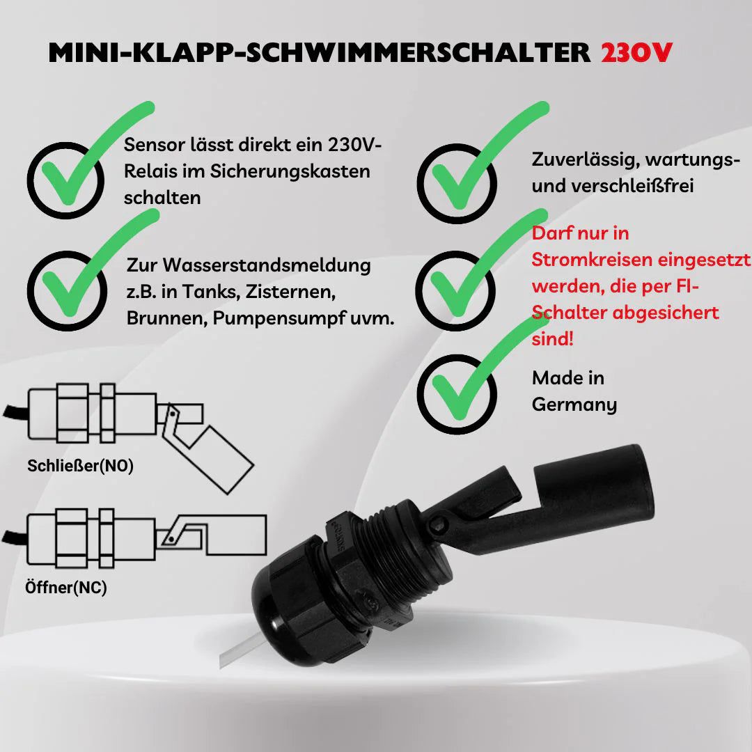 Klapp-Schwimmerschalter 230 Volt