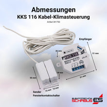 Abmessungen der KKS116 Kabel-Klimasteuerung