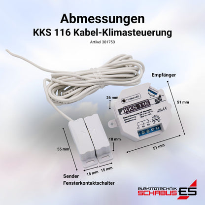 Abmessungen der KKS116 Kabel-Klimasteuerung