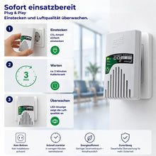Plug & Play CO₂-Steckdosenampel GX-D11 mit einfacher Installation, schneller Einsatzbereitschaft und LED-Luftqualitätsanzeige