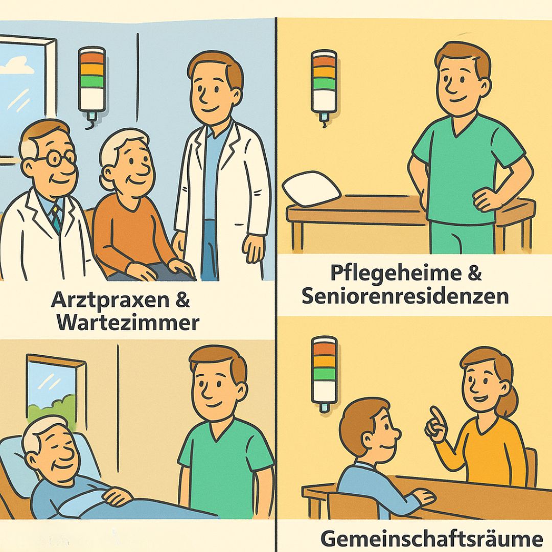 CO2 Ampel Anwendungsbeispiele Comic Style