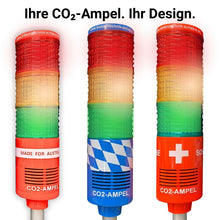 Individuell gestaltbare CO₂-Ampeln von Elektrotechnik Schabus mit Sonderfarben, Firmenbranding und kundenspezifischem Design für Unternehmen und Organisationen.