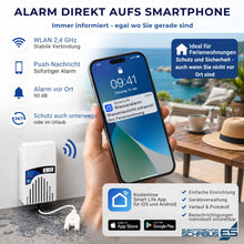 Wassermelder mit App alarmiert per Push-Nachricht auf dem Smartphone auch in der Ferienwohnung oder im Urlaub