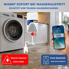 Smart Wassermelder erkennt Wasseraustritt an der Waschmaschine und sendet Push-Benachrichtigung aufs Smartphone
