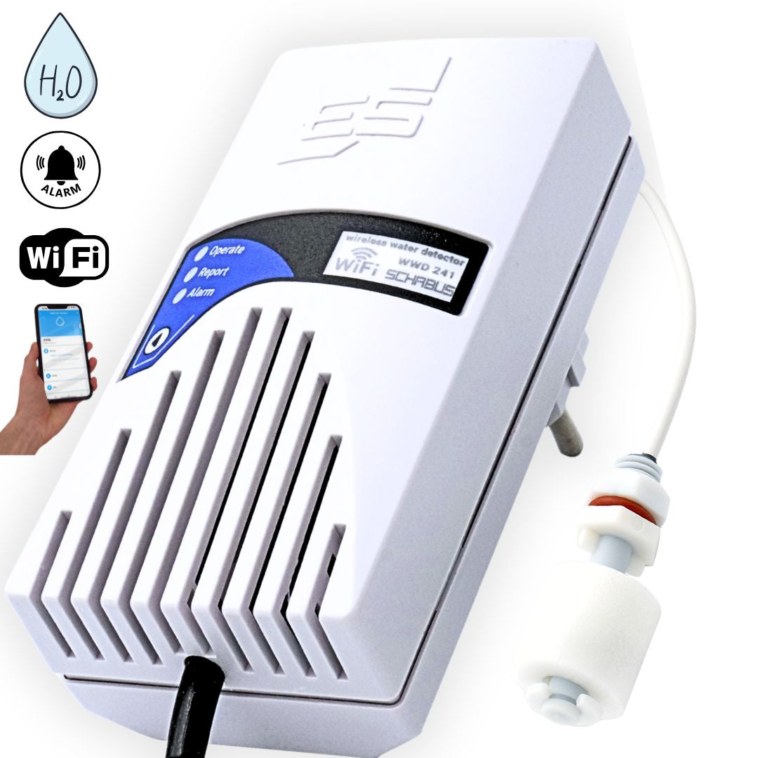 WWD 241 Smart Wassermelder mit Mini-Schwimmerschalter und WLAN-App für Pegelüberwachung