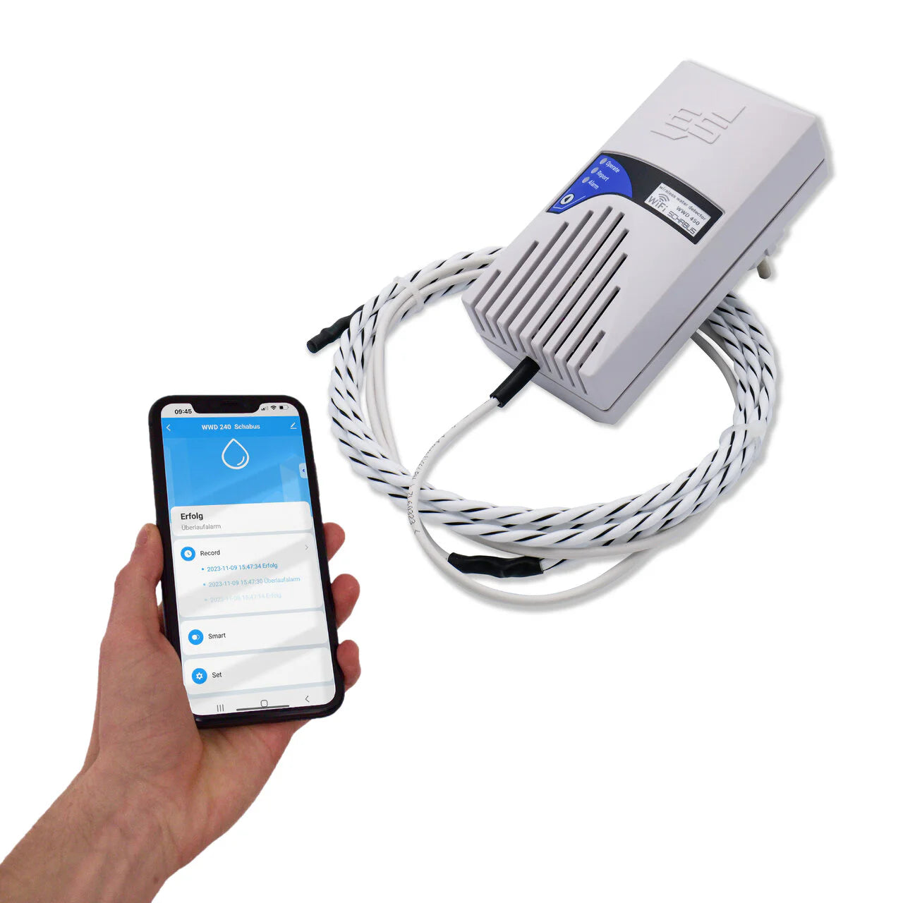 WWD 450 Smart-Wassermelder mit Sensorkabel 230 VAC/50Hz/Schukostecker
