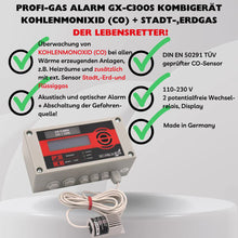 PROFI CO Melder GX-C300S + externen Sensor für Stadt- u. Erdgas