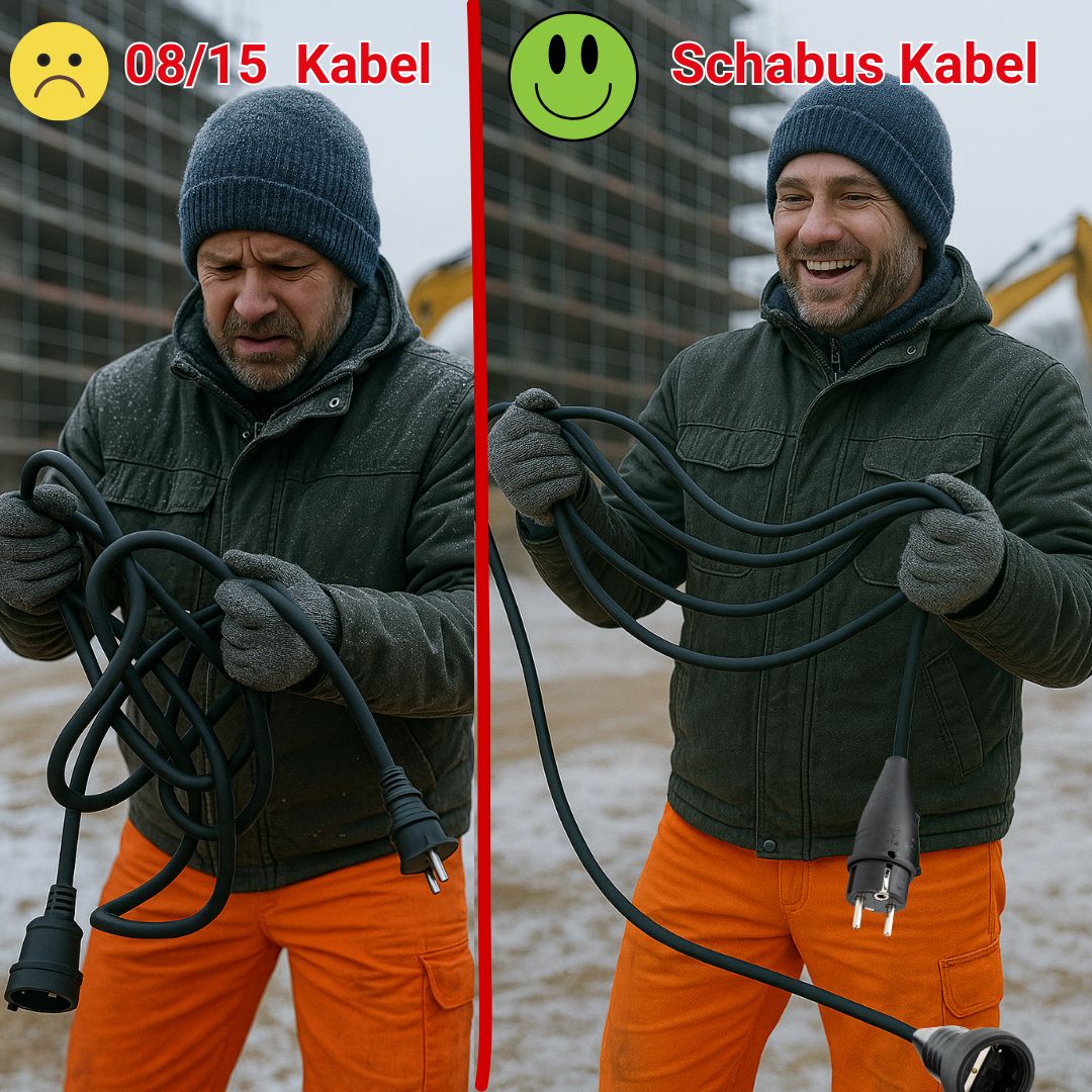 Anwendung Verlängerungskabel Vergleich normales Kabel zu Schabus Kabel