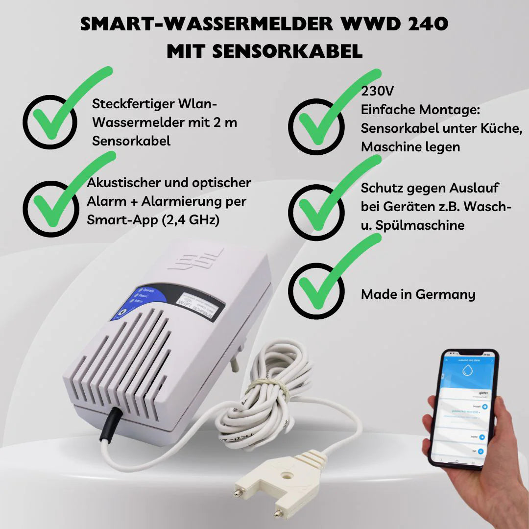 WWD 240 Smart-Wassermelder 230 VAC/50Hz/Schukostecker