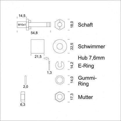 Mini-Schwimmerschalter Kunststoff Schließerkontakt
