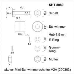 SHT 8080 aktiver Mini-Schwimmerschalter