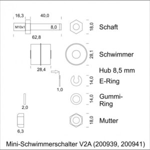 Mini-Schwimmerschalter Edelstahl V2A