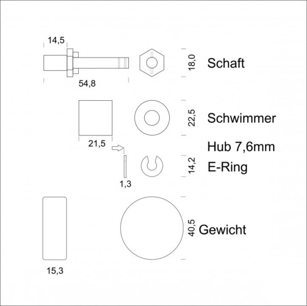 Hänge-Schwimmerschalter Kunststoff